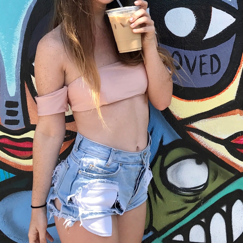 F21 Off Shoulder Swim Top